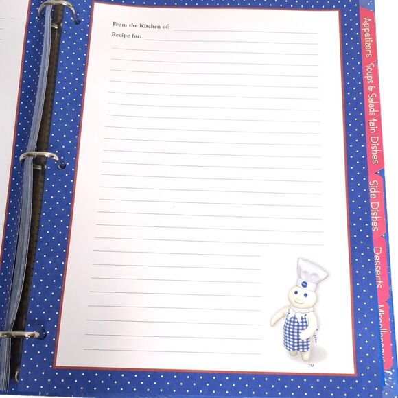 NOS Pillsbury Doughboy Recipe Keeper Book w Recipe Sheets, Magnets BONUS - Picture 6 of 7